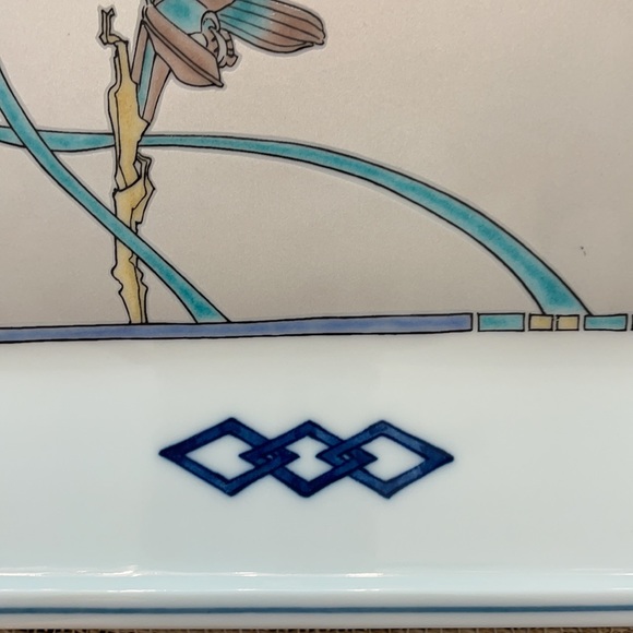 Porcelain Plate Iris Pattern 10.5” Square EUC - Picture 3 of 8